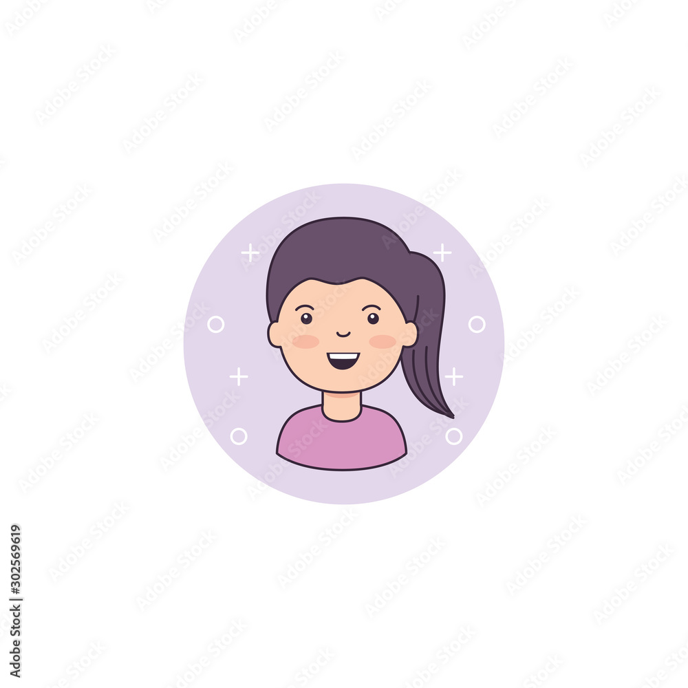 Isolated girl cartoon icon detailed design Isolated girl cartoon icon detailed design