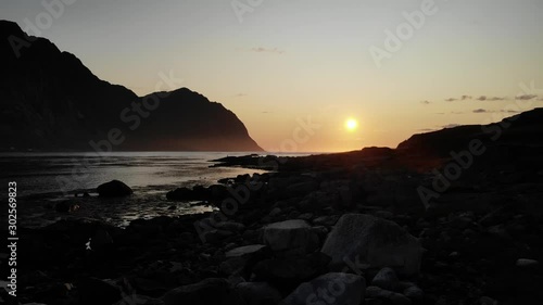 Sunset over sea bay