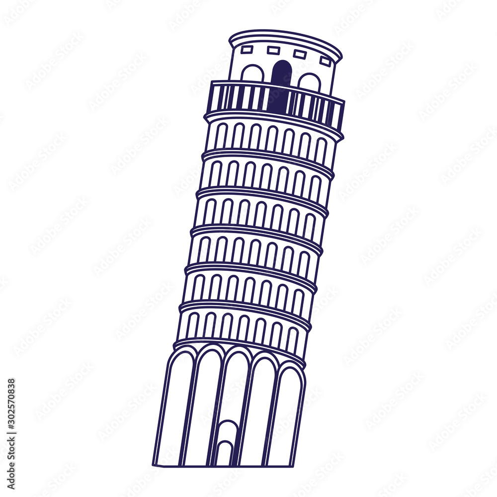pisa tower icon, flat design