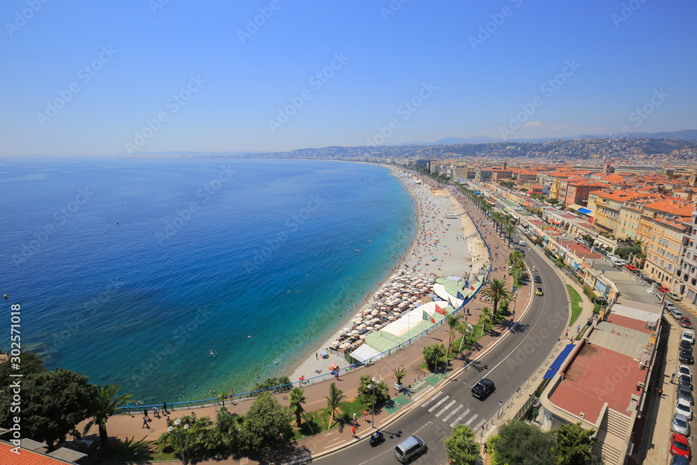 Cote d'Azur beach in French Riviera in Nice