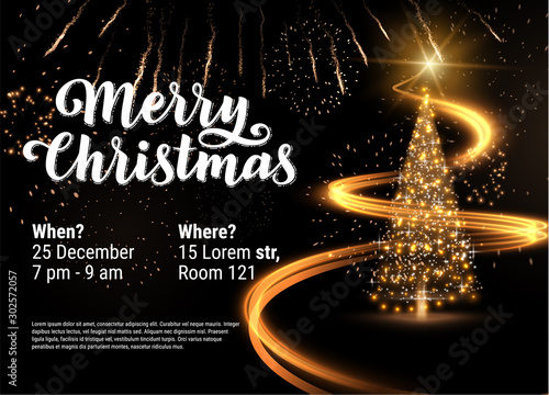 Shiny magic Christmas tree holiday background. EPS10