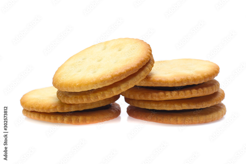 Sandwich biscuits cracker isolated on white background Sandwich biscuits cracker isolated on white background
