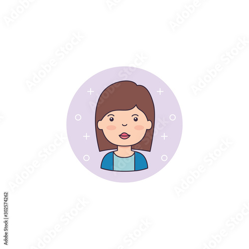 Isolated girl cartoon icon detailed design