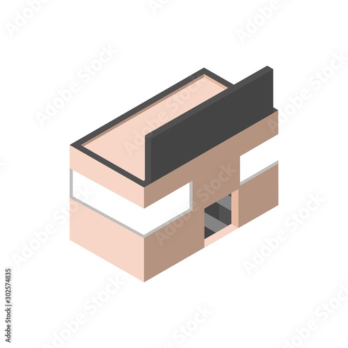 store bilboard commercial building isometric style