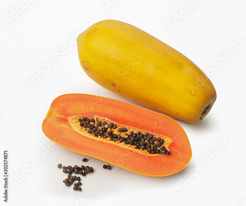 fresh papaya thai fruit on white background isolate  