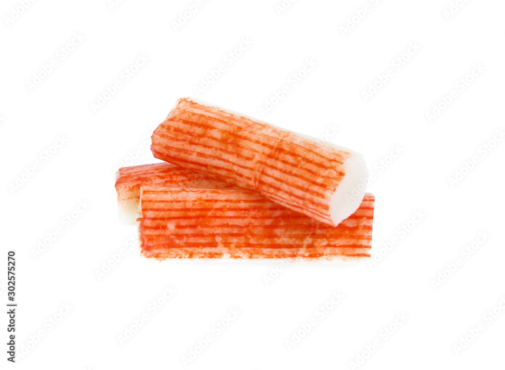 crab sticks on white background crab sticks on white background
