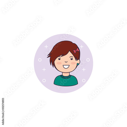 Isolated girl cartoon icon detailed design