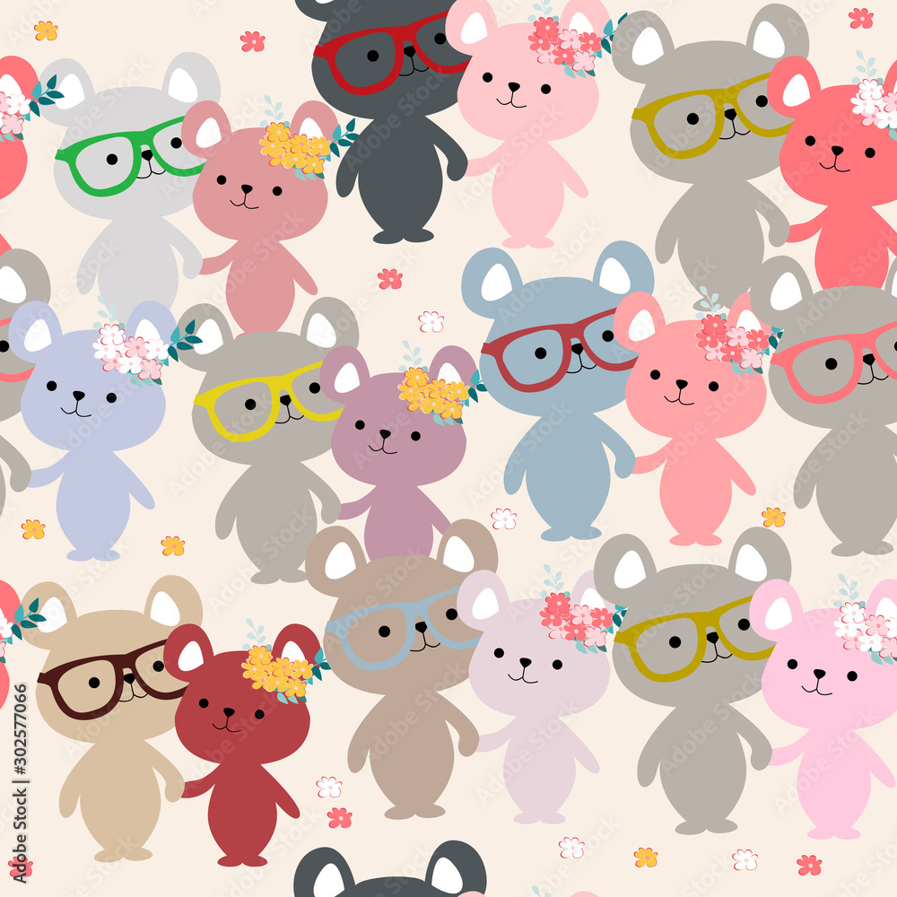 Fototapeta premium cute baby teddy bear couple in valentine theme