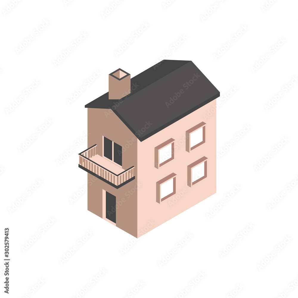 house architecture urban building isometric style