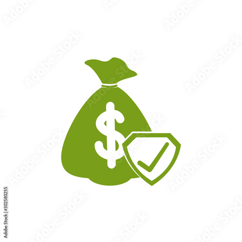 Isolated money bag icon green silhouette design