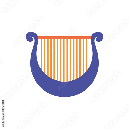 Isolated harp instrument flat design