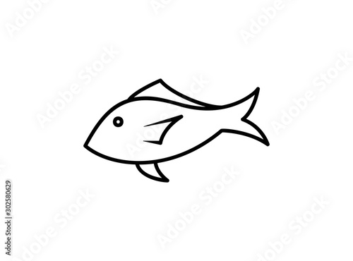 Simple Fish Icon Symbol Template. Fish Concept. Designed in Line Art Isolated on White Background. Vector Illustration