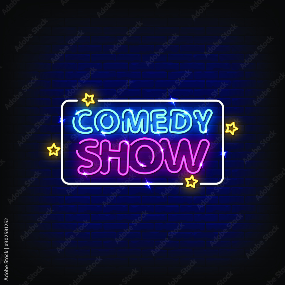 Obraz premium Comedy Show Neon Signs Style Text Vector