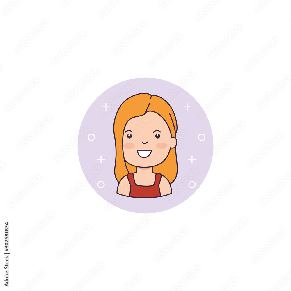 Isolated girl cartoon icon detailed design
