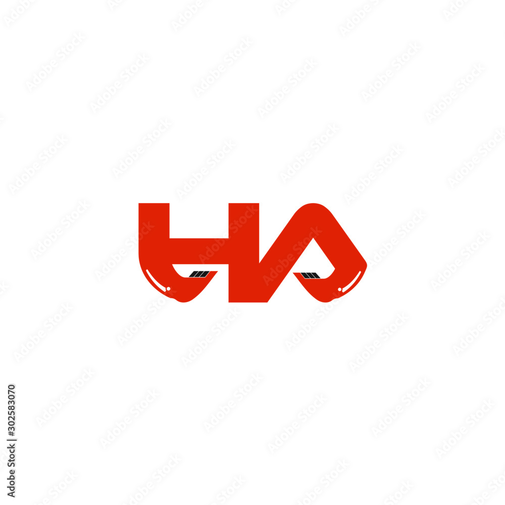 HA Letter Logo Design with Excavator Creative Modern Trendy HA Letter Logo Design with Excavator Creative Modern Trendy