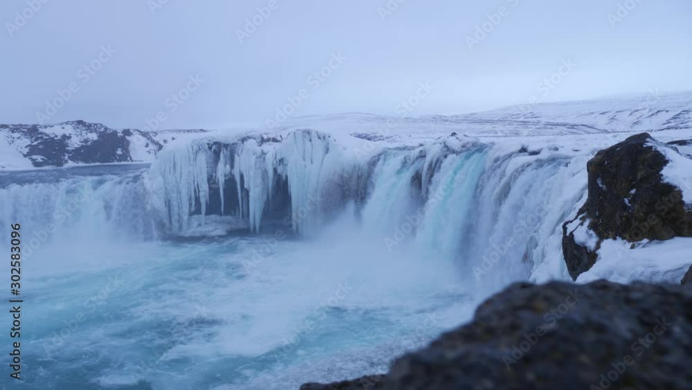 Iceland View Of Beautiful Godafoss Waterfall In Winter 11