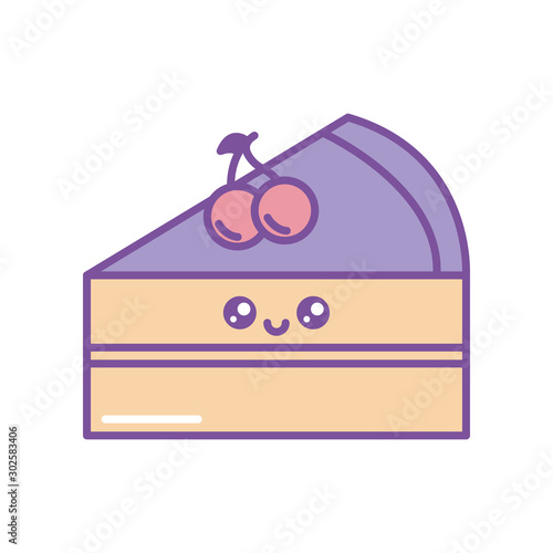 Isolated kawaii cake icon fill design