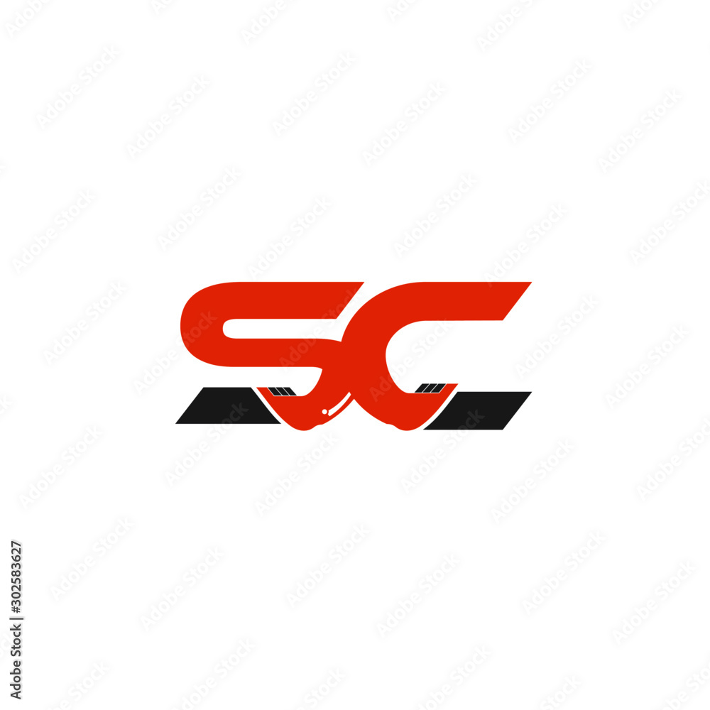 SC Letter Logo Design with Excavator Creative Modern Trendy SC Letter Logo Design with Excavator Creative Modern Trendy