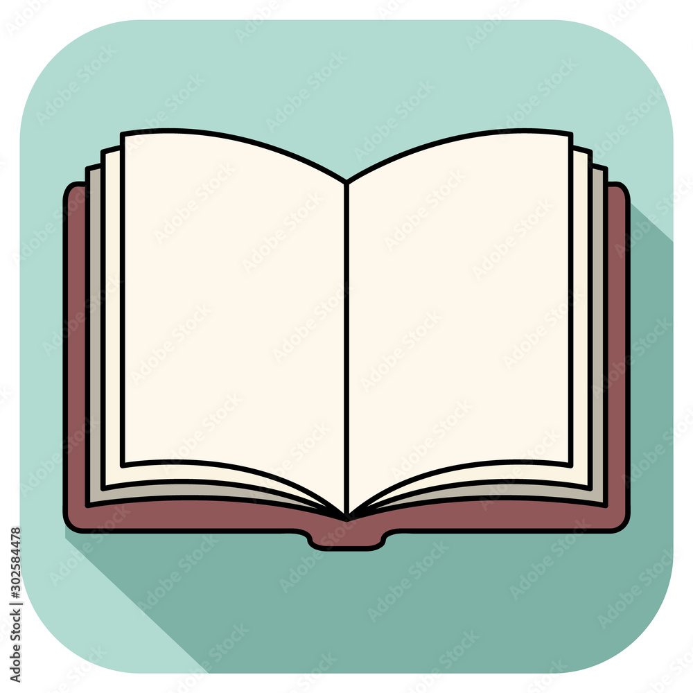 Book icon vector in flat style with black outline. Book icon vector in flat style with black outline.