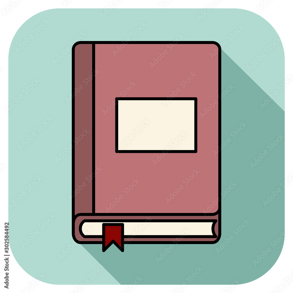Book icon vector in flat style with black outline. Book icon vector in flat style with black outline.