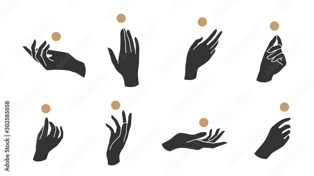 Hand linear style icon, Hands and fingers vector design in various poses for create logo and line arts design Template. Hand linear style icon, Hands and fingers vector design in various poses for create logo and line arts design Template.
