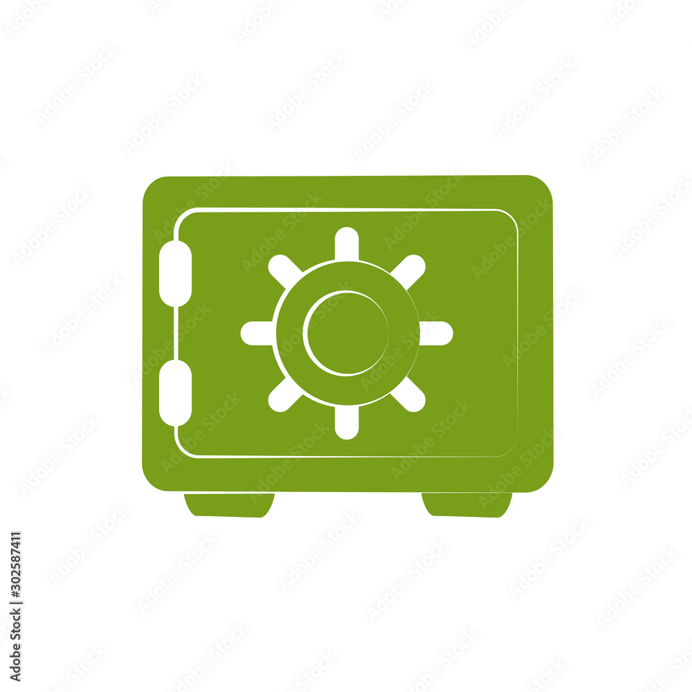 Isolated strongbox icon green silhouette design Isolated strongbox icon green silhouette design