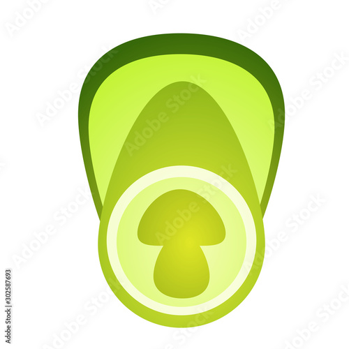 A green punch with a mushroom figure