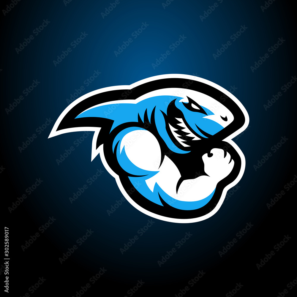 Shark esport badge logo emblem team simple professional design vector Shark esport badge logo emblem team simple professional design vector