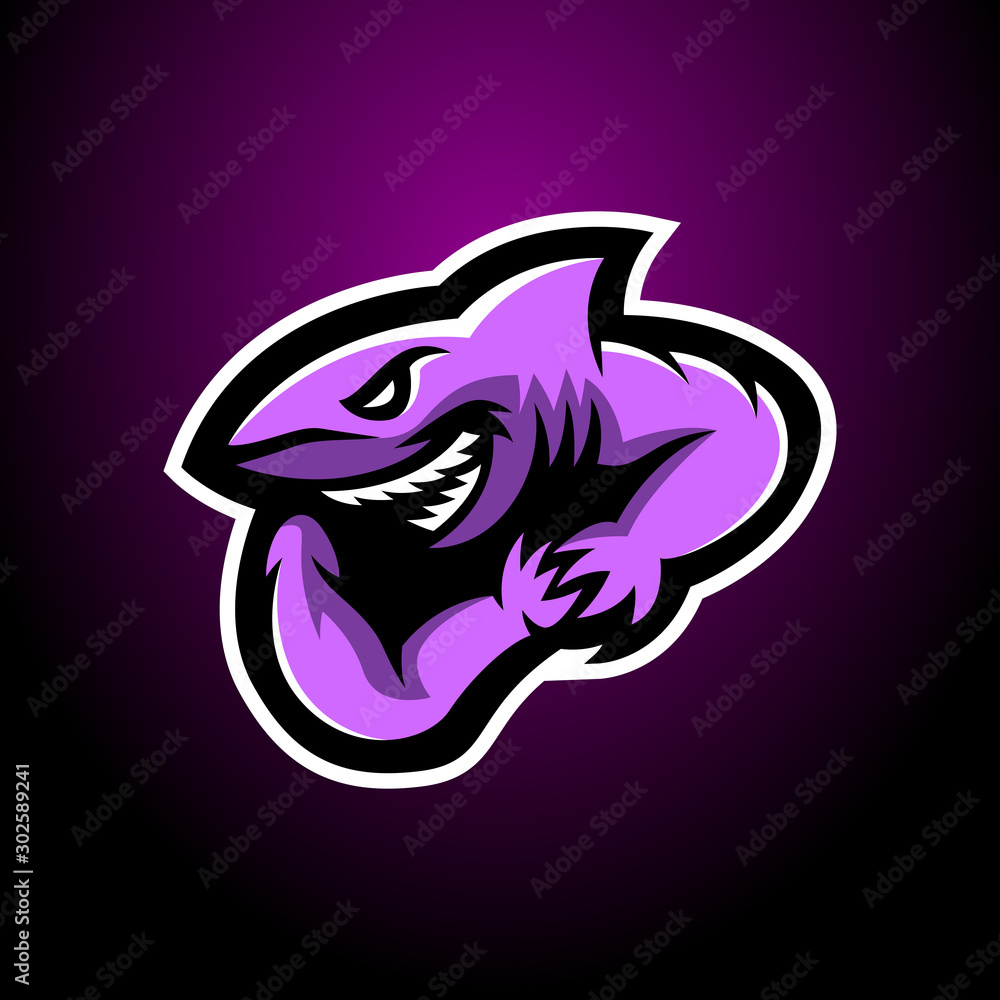 Shark esport badge logo emblem team simple professional design vector Shark esport badge logo emblem team simple professional design vector