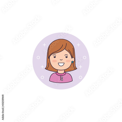 Isolated girl cartoon icon detailed design