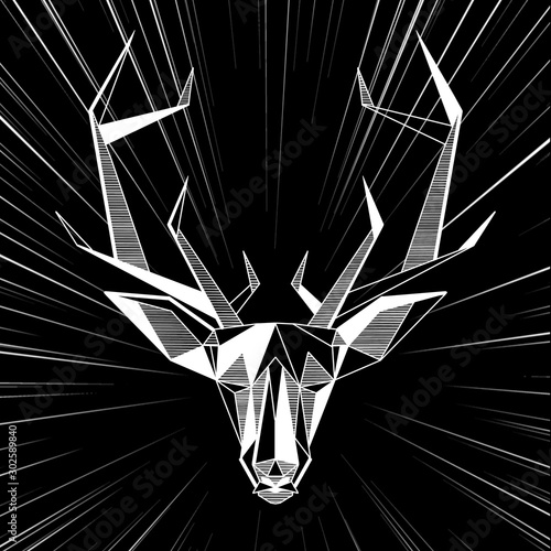 Vector. Abstract polygonal the head of a deer. Geometric linear animal