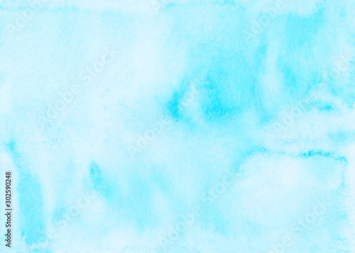 Watercolor light blue and white background texture. 