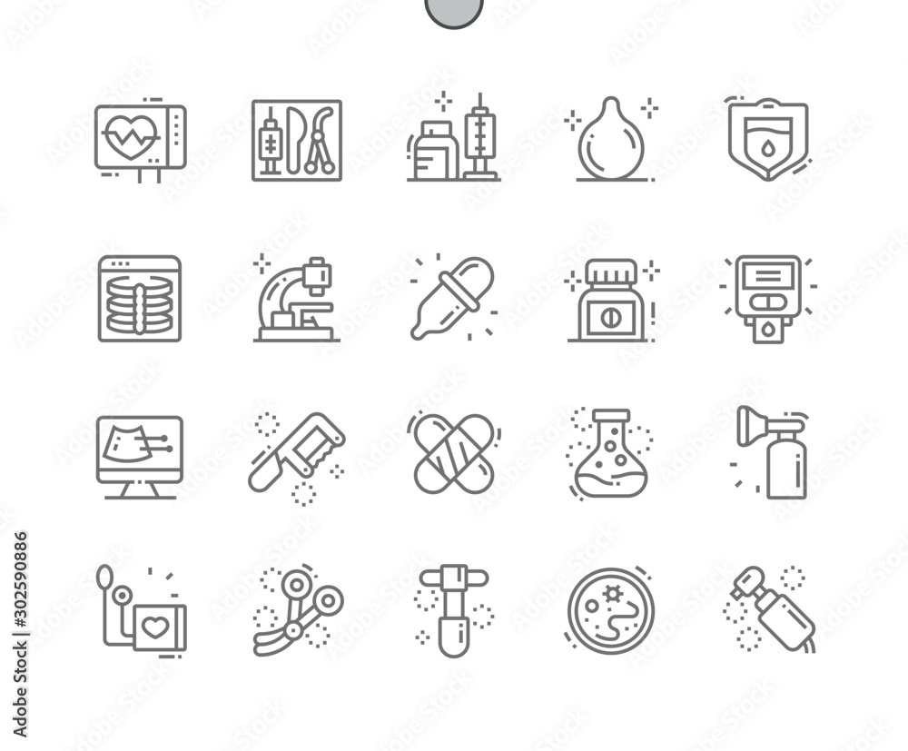 Medical Istruments Well-crafted Pixel Perfect Vector Thin Line Icons 30 2x Grid for Web Graphics and Apps. Simple Minimal Pictogram