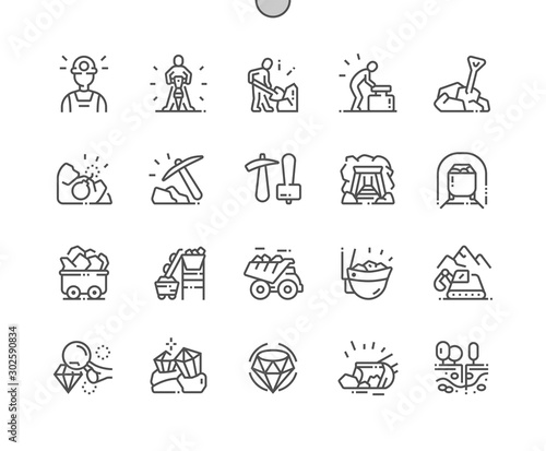 Mining Well-crafted Pixel Perfect Vector Thin Line Icons 30 2x Grid for Web Graphics and Apps. Simple Minimal Pictogram