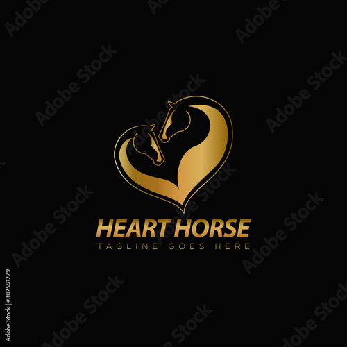 heart horse logo, with love vector