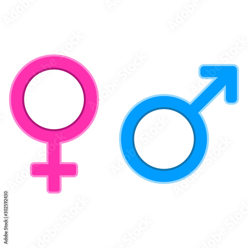 Symbols of gender. Male, female. Abstract concept, icon set. Vector illustration on white background.