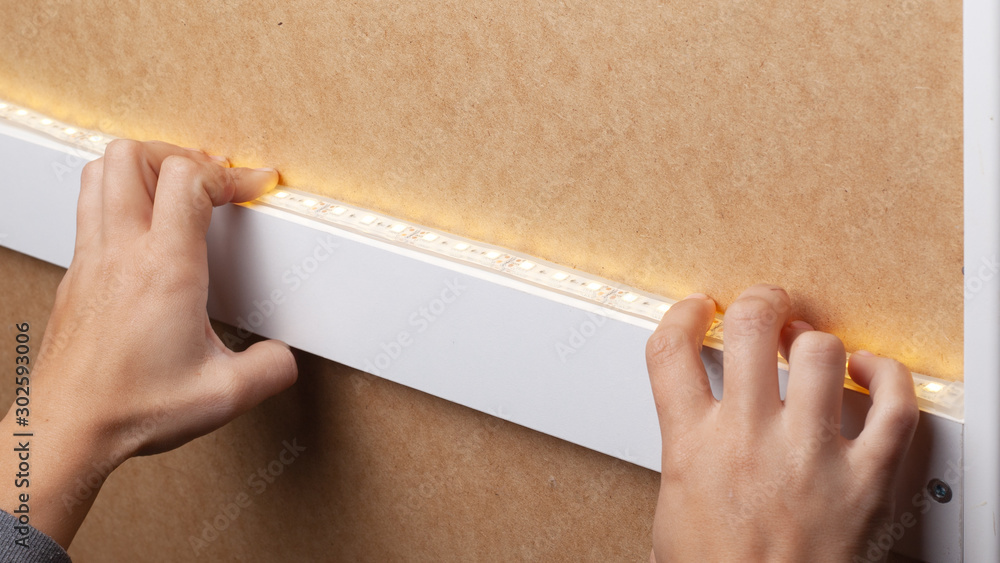 diode lighting installation,installation of LED strip warm spectrum ...