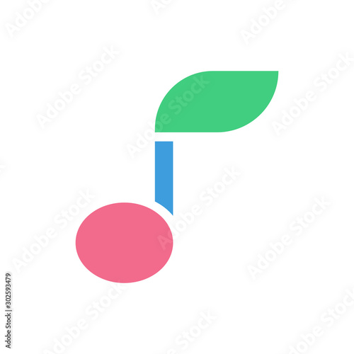 Music note icon, modern flat design color sign vector