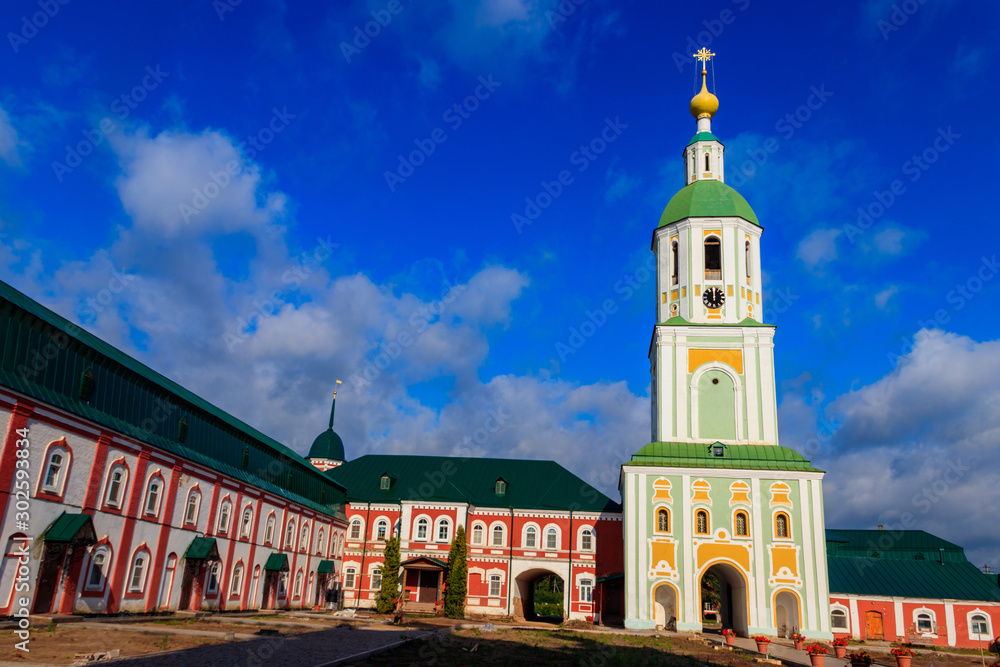 Obraz premium Bell tower of Sanaksar monastery of the Nativity of the Mother of God in Temnikov, Republic Mordovia, Russia
