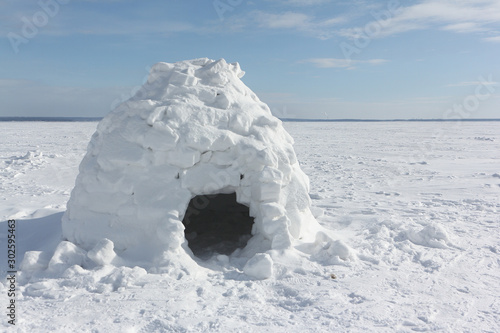 Igloo  standing on a snowy glade  in the winter, Novosibirsk, Russia