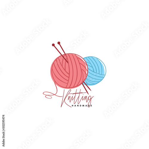 Knitting Vintage Logo, Tailor, Needle, Yarn, Fashion Retro Simple Logo, Sign, Icon Template Vector Design