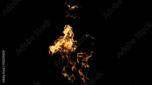 Fire flames on black background. fire on black background isolated. fire patterns © NataliSam