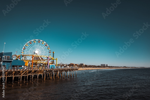 Santa Monica pier, park and ferris wheel  photo