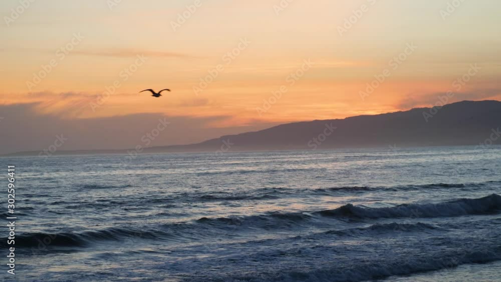 Slow motion shot of sunset at beach in Los Angeles, California Slow motion shot of sunset at beach in Los Angeles, California