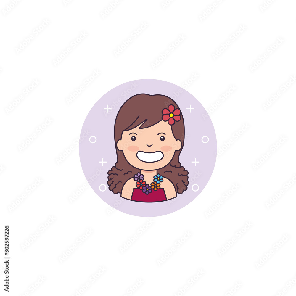 Isolated girl cartoon icon detailed design