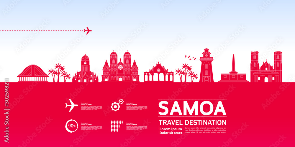 Samoa travel destination grand vector illustration.