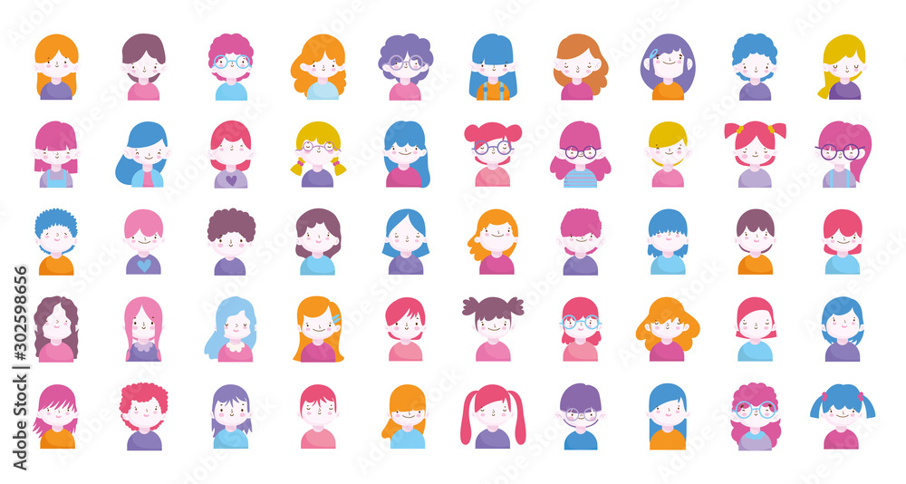 Obraz premium cute little boys and girls characters portrait set