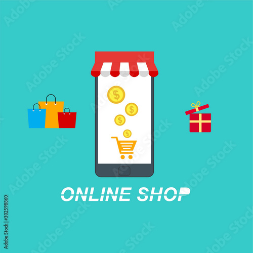online shopping mobile app templates. Icons for online shopping business vector illustration.isolated on colored background.