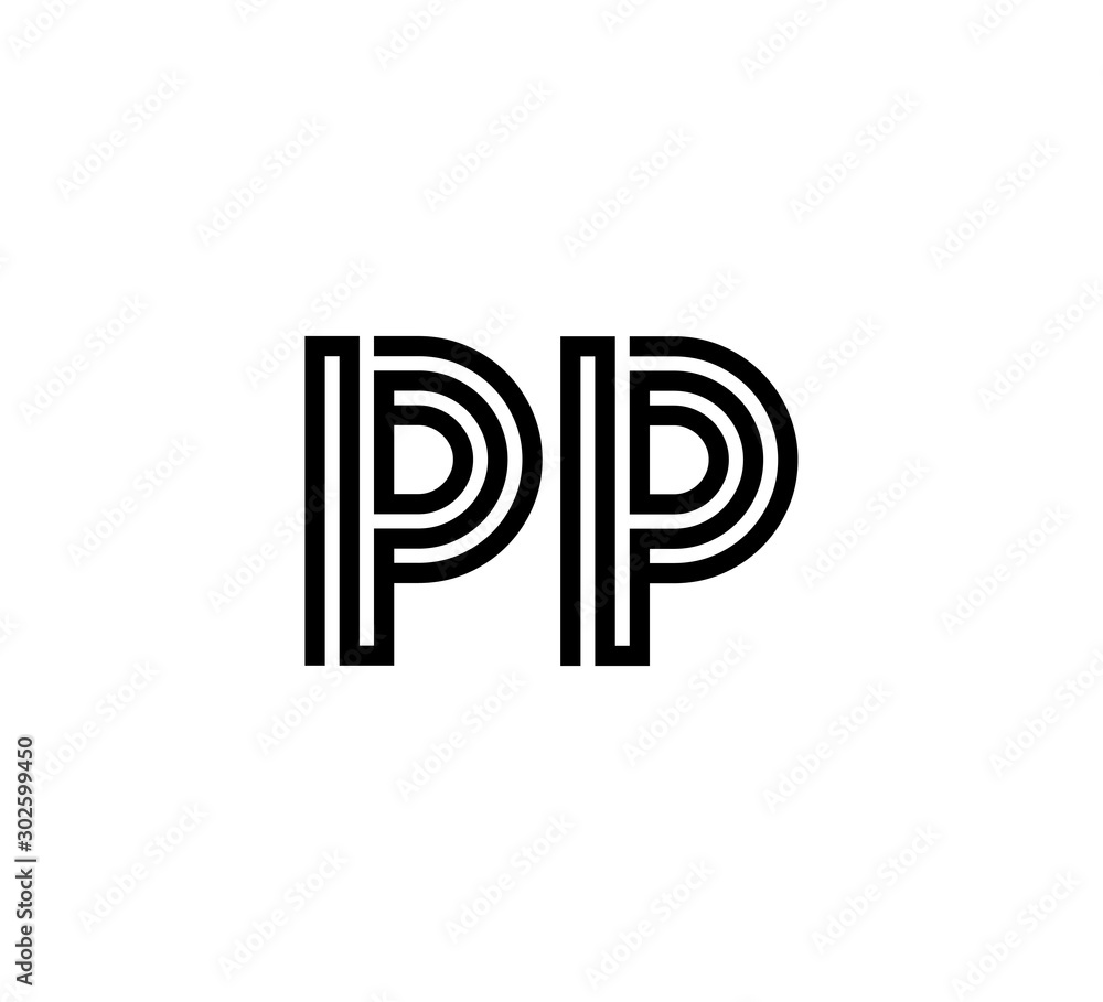 Initial two letter black line shape logo vector PP Initial two letter black line shape logo vector PP