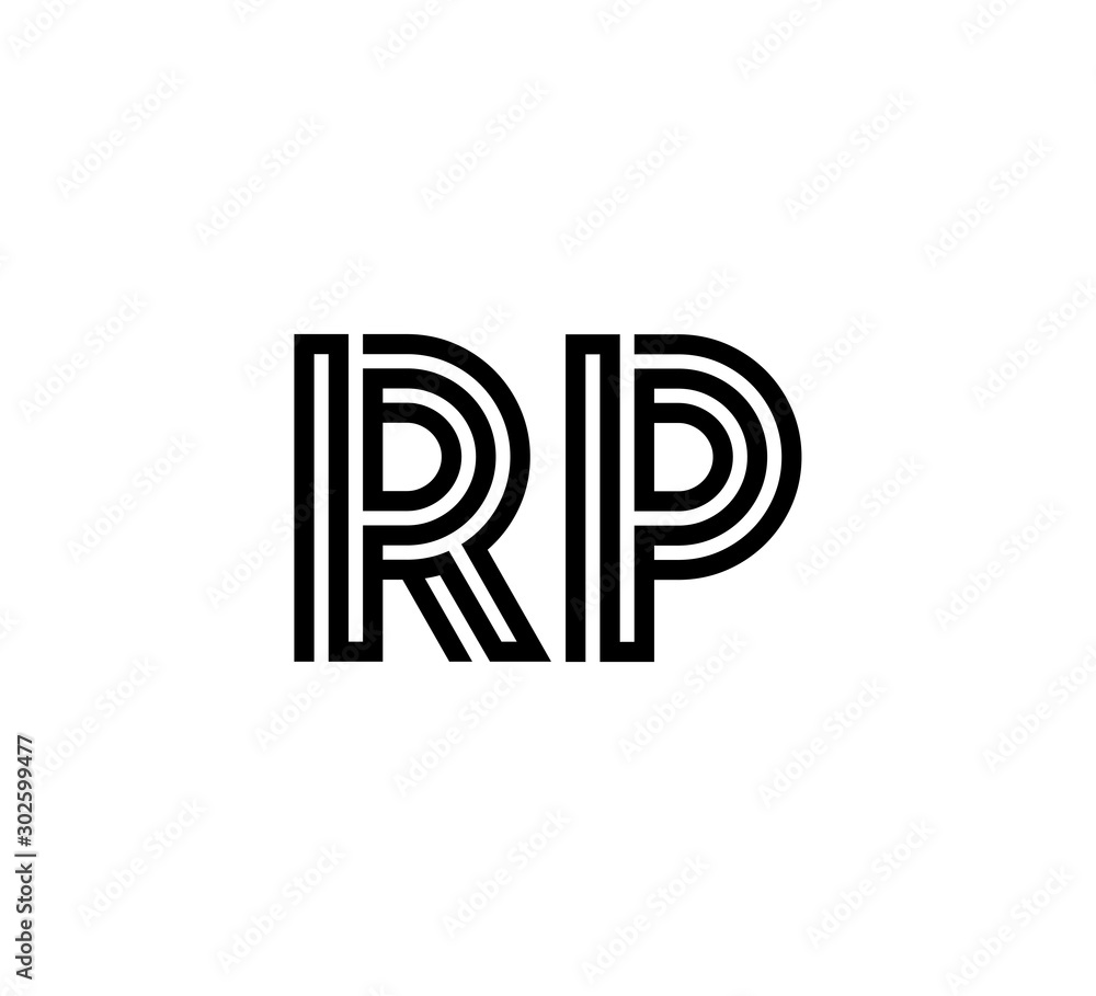 Initial two letter black line shape logo vector RP Initial two letter black line shape logo vector RP